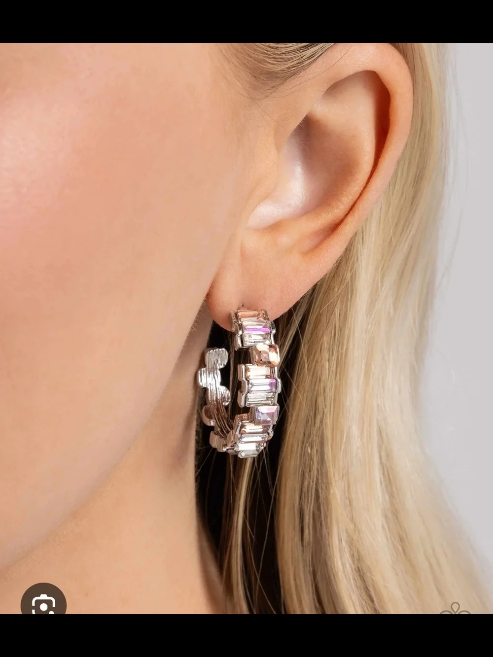 Elegant Pink Crystal Hoop Earrings - Women Jewelry